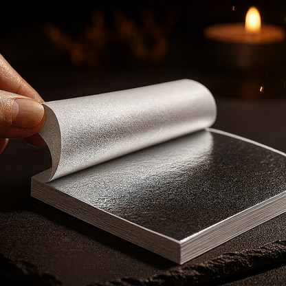 Hojas de Plata - Papel de Plata - Ultra Fino para Decoración de Velas y Detalles Artesanales