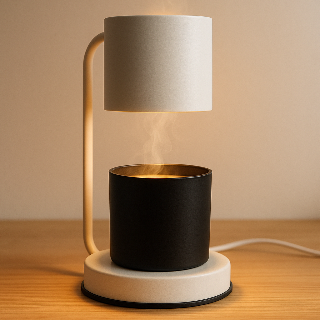 Lámpara Calentadora de Velas Aromáticas – Derretidor Eléctrico de Cera para Aromaterapia - 4 Niveles de Intensidad y Temporizador - Blanco