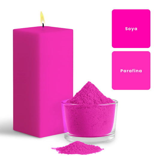 Colorante en Polvo Neón Fluorescente para Velas Alta Concentración – Color: Rosa Fucsia