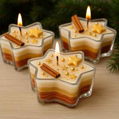 440ml - Colección Navidad -Estrella de Cristal para Velas - Transparente (Edición Especial de Navidad)