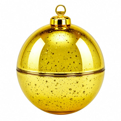 Esfera de Navidad de Vidrio para Velas Navideñas 260ml - Frasco Dorado Metálico con Salpicaduras