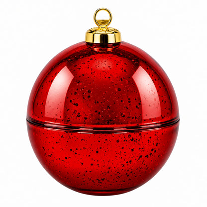 Esfera de Navidad de Vidrio para Velas Navideñas 260ml - Frasco Rojo Metálico con Salpicaduras