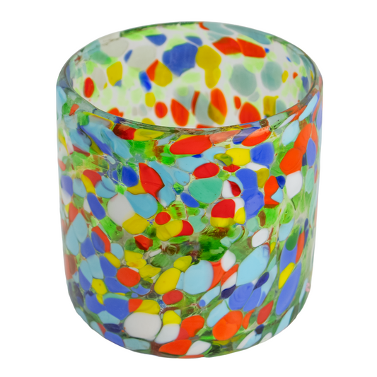 500ml - Florencia Vaso de vidrio soplado artesanal- Confeti Granizado Puntos / Azul Amarillo Naranja Rojo - Hecho a mano - Hecho a mano
