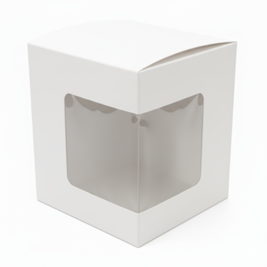 Caja Decorativa Cuadrada para Velas – Blanca - Ventana en Esquina | Extra Grande 11x12.5 cm