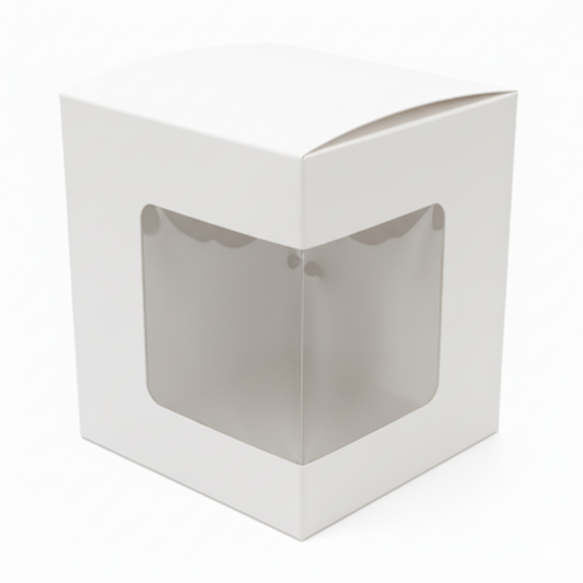 Caja Decorativa Cuadrada para Velas – Blanca - Ventana en Esquina | Extra Grande 11x12.5 cm