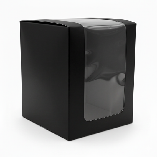Caja Decorativa Cuadrada para Velas – Negra - Ventana Transparente | Chica 8x10 cm