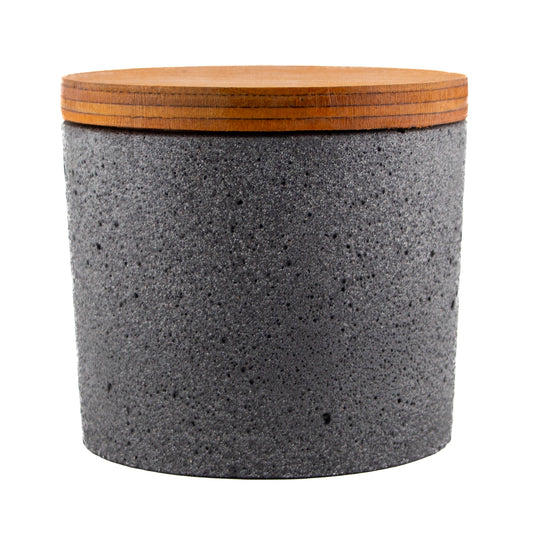 590ml - Carrara Vaso de Concreto para velas con Tapa de Madera - Gris