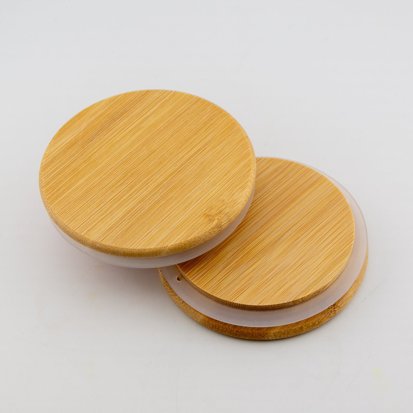 Tapa de Bambú XS con Anillo de Silicón para Vasos de Velas - Natural