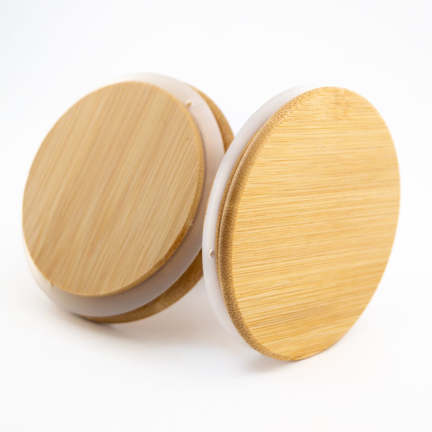 Tapa de Bambú XS con Anillo de Silicón para Vasos de Velas - Natural