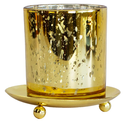 Platos para Velas de Aluminio Dorado Metálico