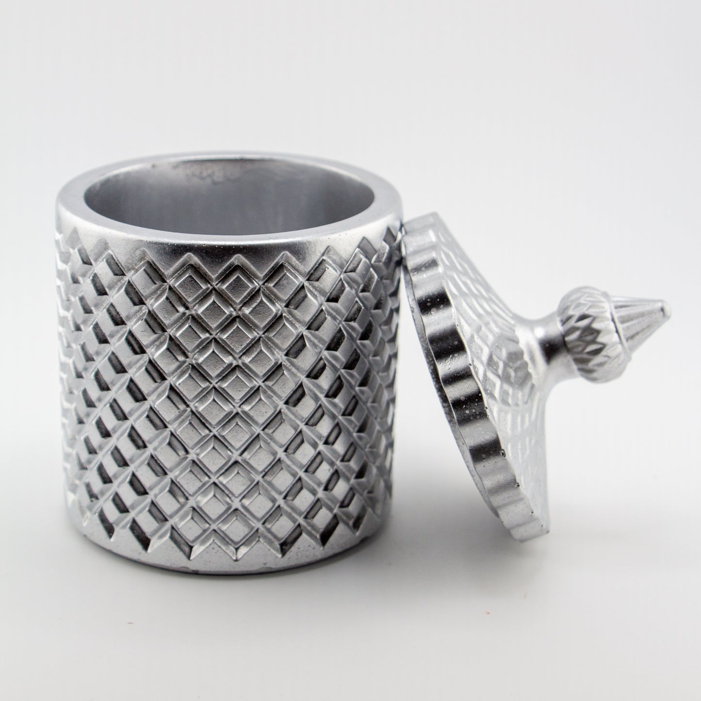 310ml - Carrara Vaso de Concreto para velas con tapa - Plata