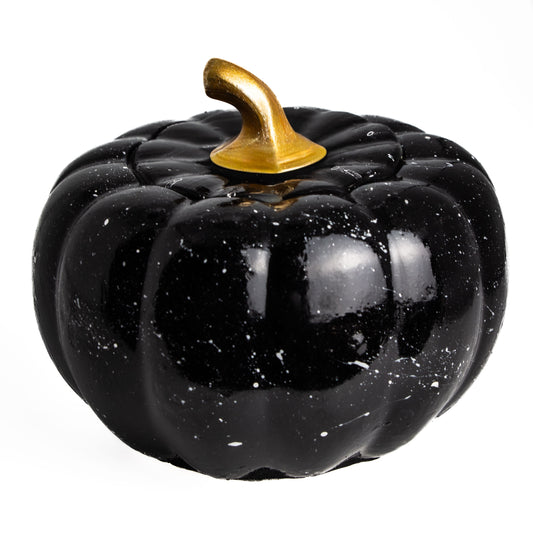 140ml - Colección Hechizo - Calabaza de Yeso para Velas - Negro / Blanco (Edición Especial de Halloween)