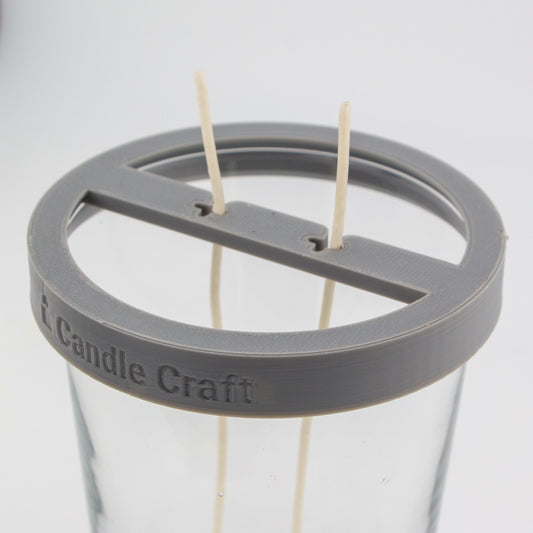 Herramienta para Centrado de Pabilos para Dos Mechas - Soporte de Mechas  (Wick Holder) - Gris- Tamaño: L para 2 Pabilos