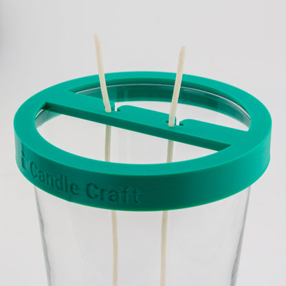Herramienta para Centrado de Pabilos para Dos Mechas - Soporte de Mechas  (Wick Holder) - Verde - Tamaño: L para 2 Pabilos