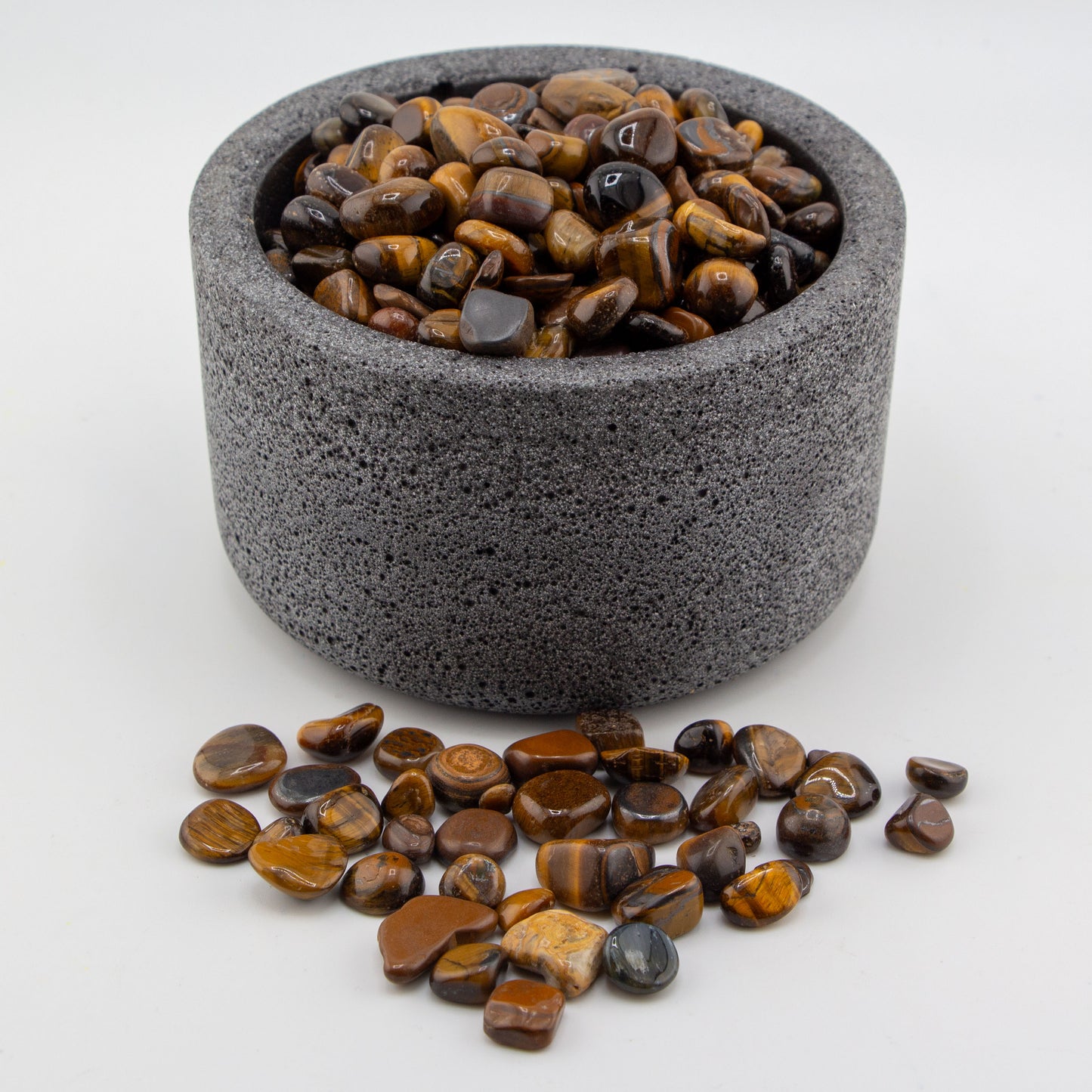 Cuarzo Ojo de Tigre Pulido – Piedra Ámbar, Café de Protección, Confianza y Energía Vital para Velas y Decoración