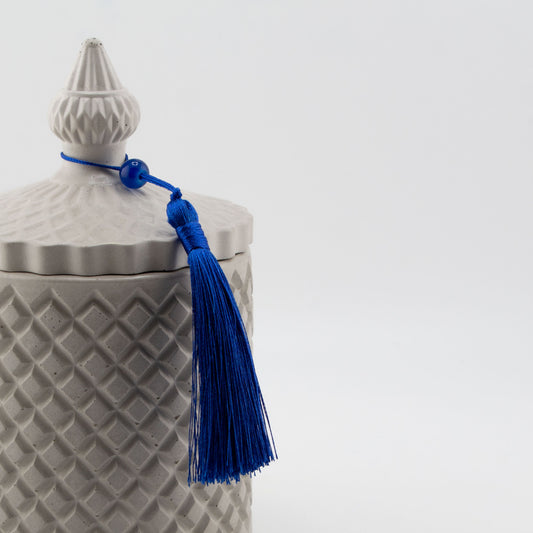 Borlas Chicas Decorativas - Azul Rey  - Oscuro para Velas – Tassels de Seda con Cuentas | Accesorios para Vasos de Velas de Lujo