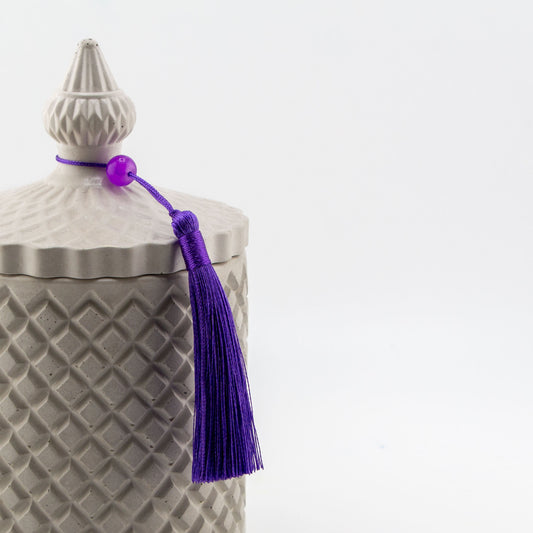 Borlas Chicas Decorativas - Morado Oscuro - Profundo para Velas – Tassels de Seda con Cuentas | Accesorios para Vasos de Velas de Lujo