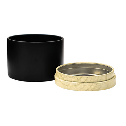 260ml - Tokio Lata de Aluminio Recto para velas - Negro Mate - Tapa Color Madera