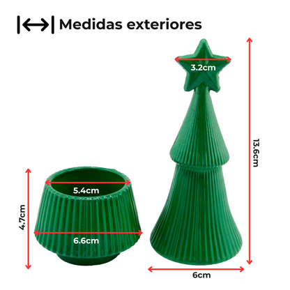 Colección Navidad - Árbol de Navidad - Pino Navideño de Concreto para Velas - Verde (Edición Especial de Navidad)