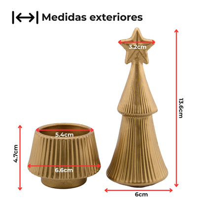 Colección Navidad - Árbol de Navidad - Pino Navideño de Concreto para Velas - Dorado (Edición Especial de Navidad)