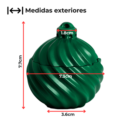 Esfera de Navidad en Espiral de Concreto - Vasos para Velas Navideñas 70ml - Verde (Edición Especial de Navidad)