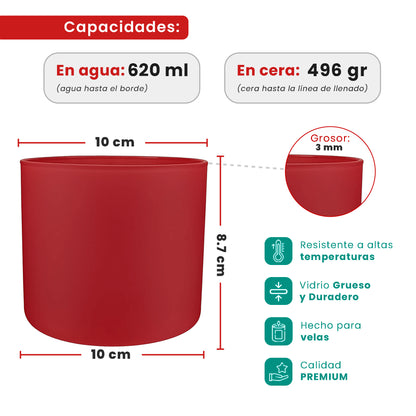 620ml - Mónaco Vaso de vidrio para velas - Inspirado en Bath Body Works® / White Barn® - Frasco Rojo Vino Tinto Mate