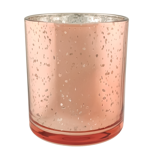 300ml - Mónaco Vaso de vidrio para velas - Oro Rosado / Rosa - Metálico con Salpicaduras