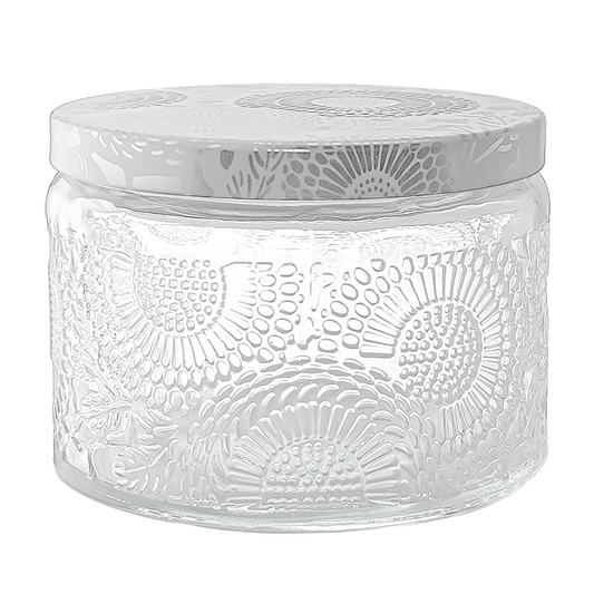 140ml - Londres Vaso de vidrio para velas - Frasco Cristal Transparente Relieve