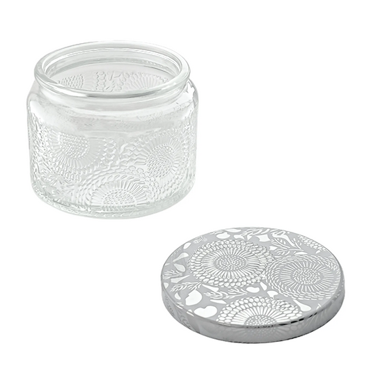 140ml - Londres Vaso de vidrio para velas - Frasco Cristal Transparente Relieve