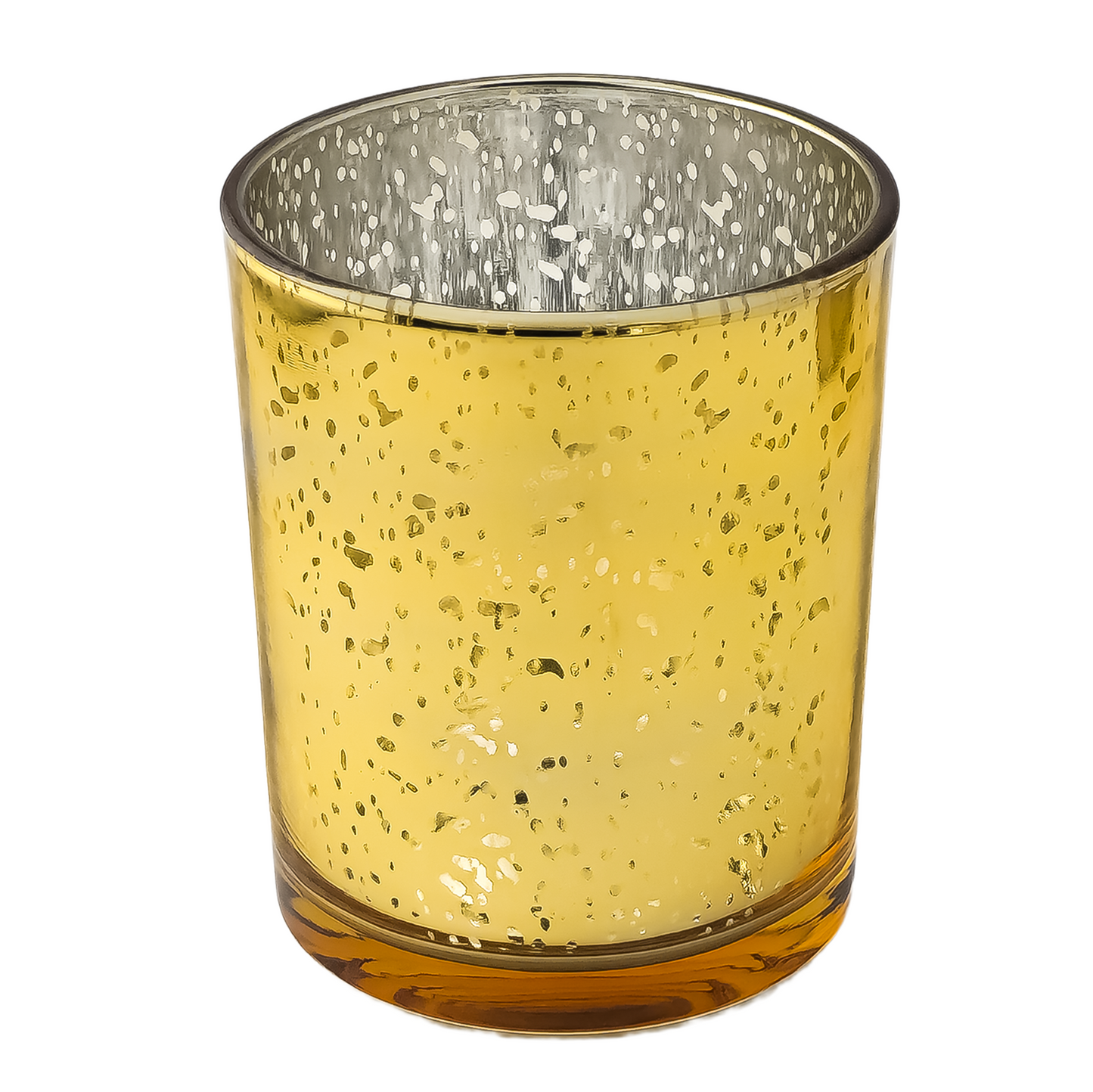 210ml - Mónaco Vaso de Vidrio para Velas - Frasco Dorado con Salpicaduras Metálico