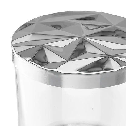 Tapa de Aluminio XS para vasos de velas - Diseño Diamantado - Tapa para Vela Color Plata Metálico