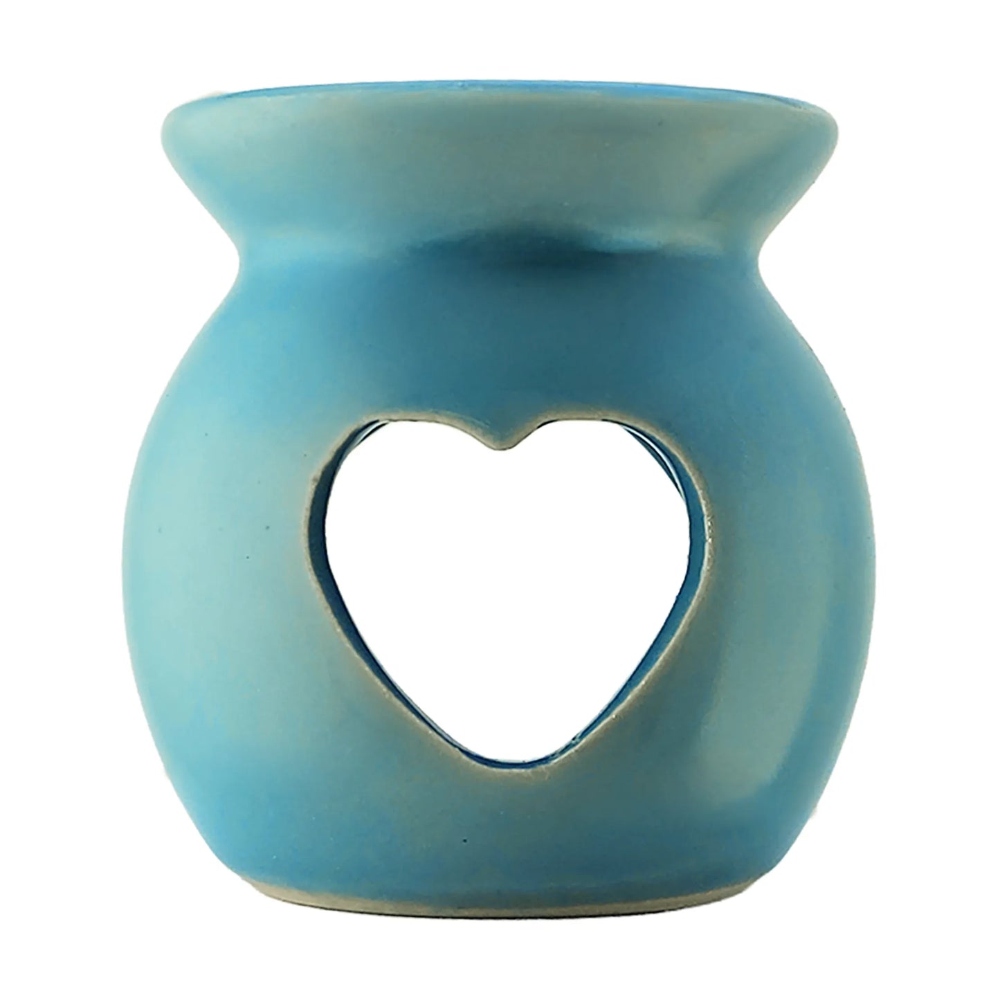 Quemador de Cera Redondo - Fundidor de Cerámica para Wax Melts - Azul Cielo - Diseño Corazón