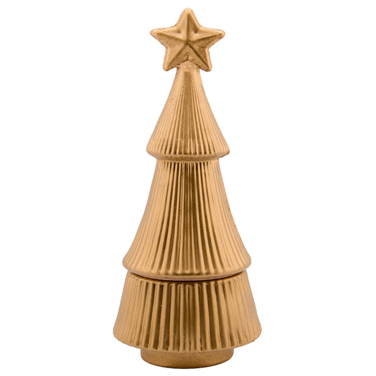 Colección Navidad - Árbol de Navidad - Pino Navideño de Concreto para Velas - Dorado (Edición Especial de Navidad)