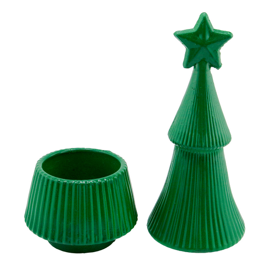 Colección Navidad - Árbol de Navidad - Pino Navideño de Concreto para Velas - Verde (Edición Especial de Navidad)
