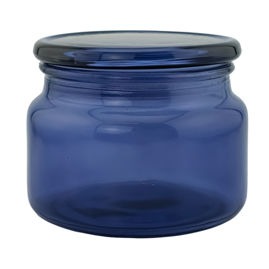350ml - Portland - Vaso de Vidrio con tapa de vidrio - Azul Marino