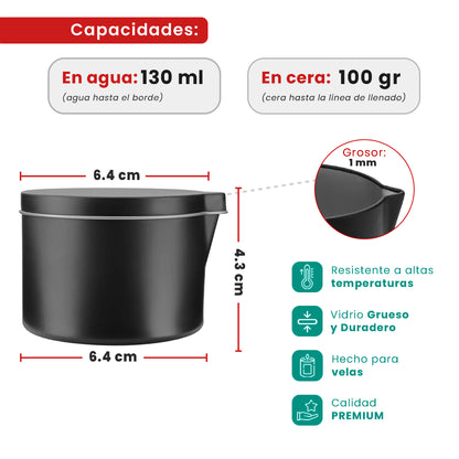 130ml - Tokio Lata de Aluminio Metal Recto para Velas de Masaje - Frasco Negro Mate