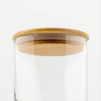 Tapa de Bambú XXL con Anillo de Silicón para Vasos de Velas - Natural