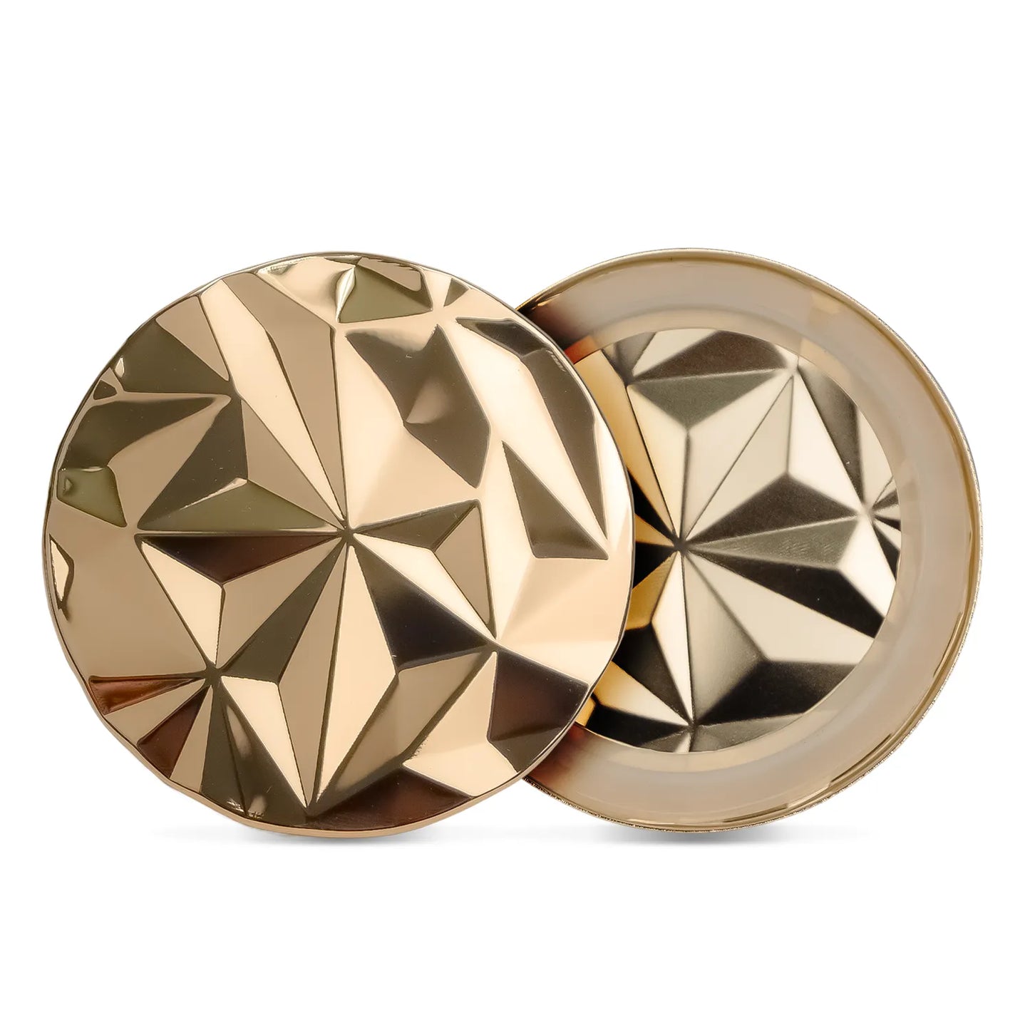 Tapa de Aluminio XS para vasos de velas - Diseño Diamantado - Tapa para Vela Color Dorado Metálico