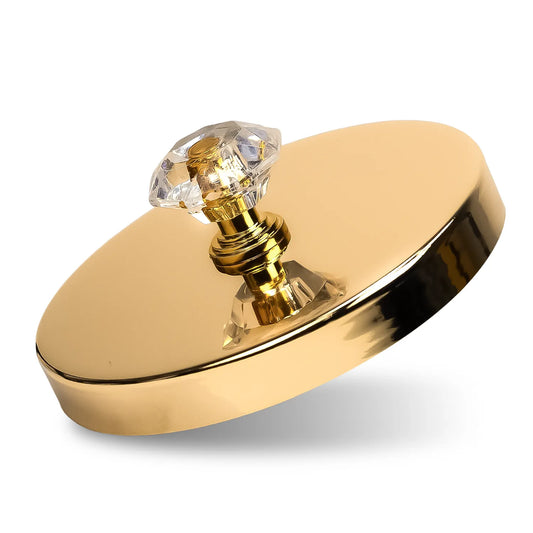 Tapa de Aluminio XL para vasos de velas - Perilla Forma Diamante  - Tapa para Vela con Agarradera Color Dorado Metálico