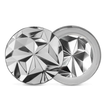 Tapa de Aluminio M para vasos de velas - Diseño Diamantado - Tapa para Vela Color Plata Metálico