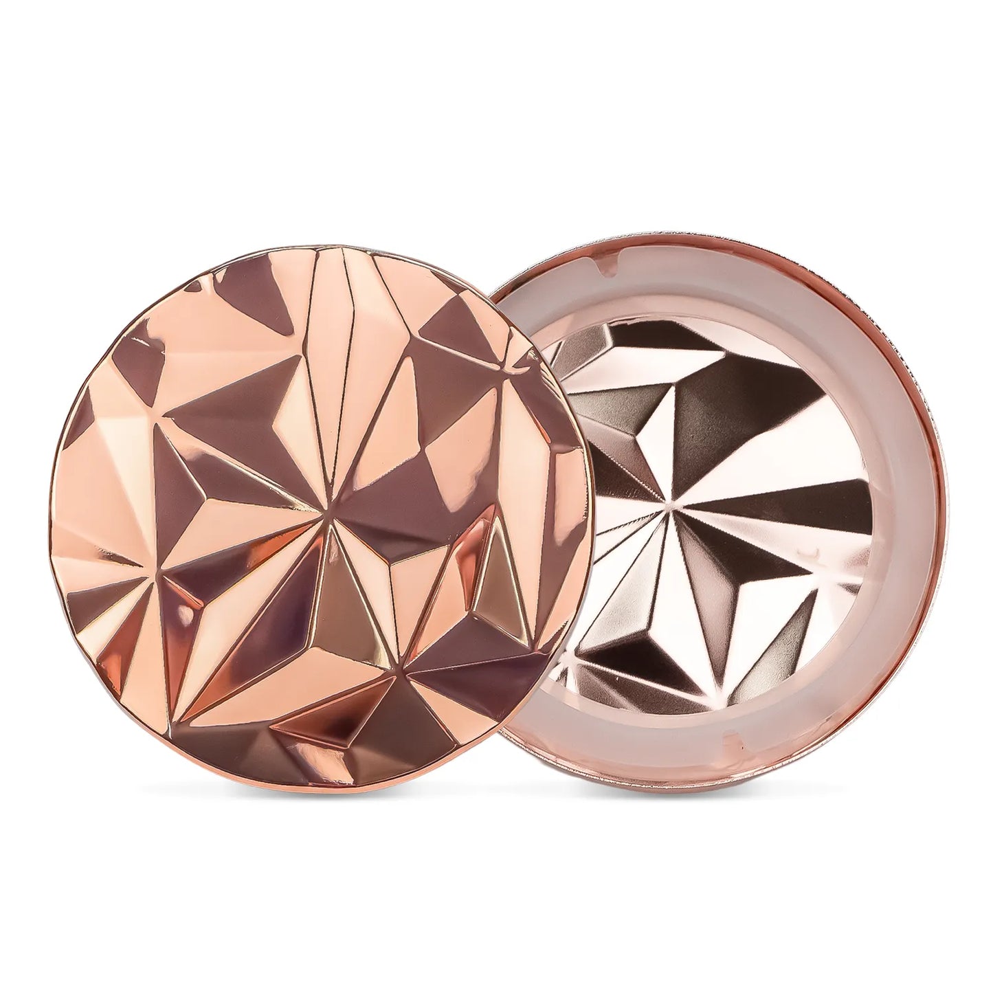 Tapa de Aluminio M para vasos de velas - Diseño Diamantado - Tapa para Vela Color Oro Rosado Metálico