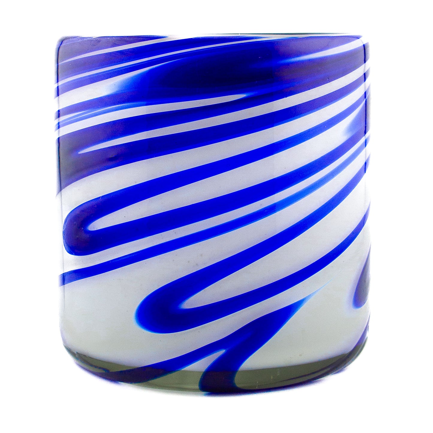 260ml - Florencia Vaso de vidrio soplado artesanal - Azul / Blanco - Hecho a mano