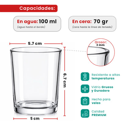100ml Votivos Portavelas Vaso de vidrio para velas - Transparente