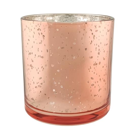 560ml - Mónaco Vaso de vidrio para velas - Oro Rosado / Rosa con Salpicaduras Metálico