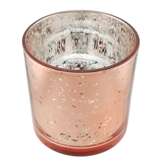 560ml - Mónaco Vaso de vidrio para velas - Oro Rosado / Rosa con Salpicaduras Metálico