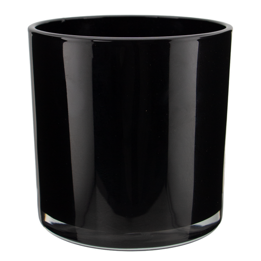 560ml - Mónaco Vaso de vidrio para velas - Negro Brillante