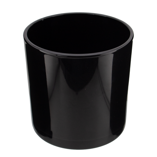 560ml - Mónaco Vaso de vidrio para velas - Negro Brillante
