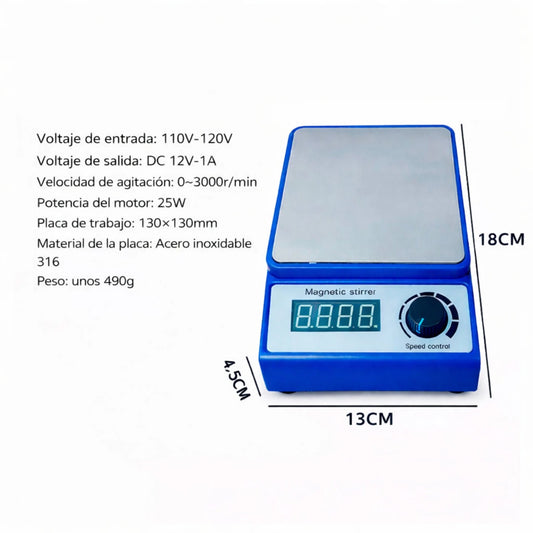 Agitador Magnético Compacto con Pantalla - Mezclador de Fragancias y Colorantes para Velas - Magnetic Stirrer - Candle Craft