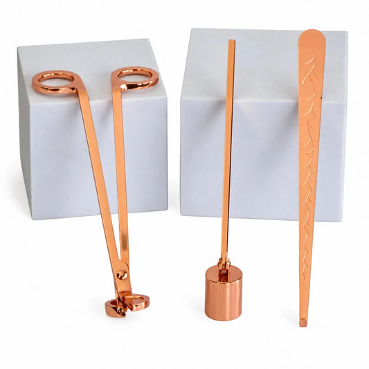 Apagavelas Cortapabilo y Gancho de Pabilo - Kit de Herramientas para Cuidado de Velas - Oro Rosado - Candle Craft