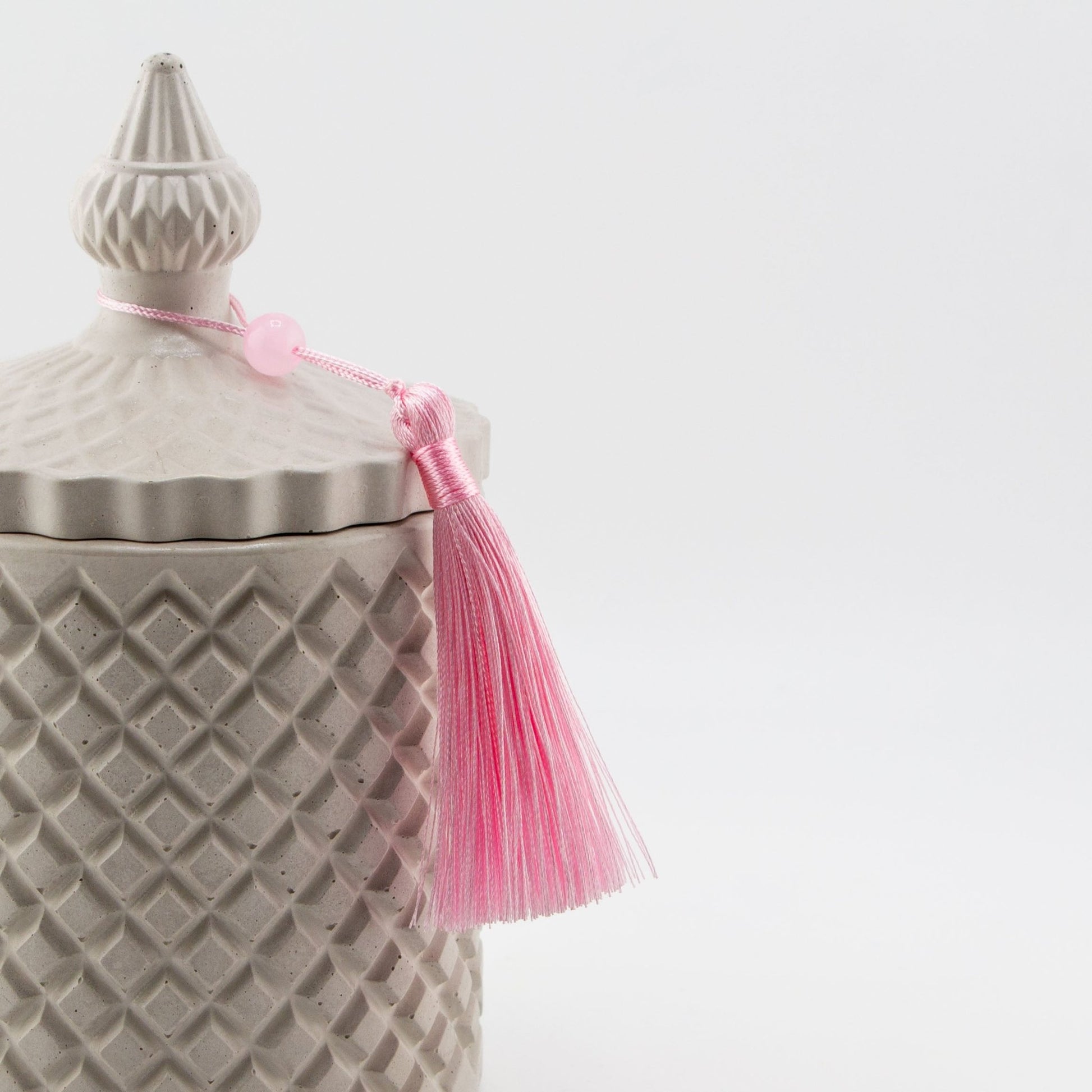 Borlas Chicas Decorativas - Rosa Pastel para Velas – Tassels de Seda con Cuentas | Accesorios para Vasos de Velas de Lujo - Candle Craft